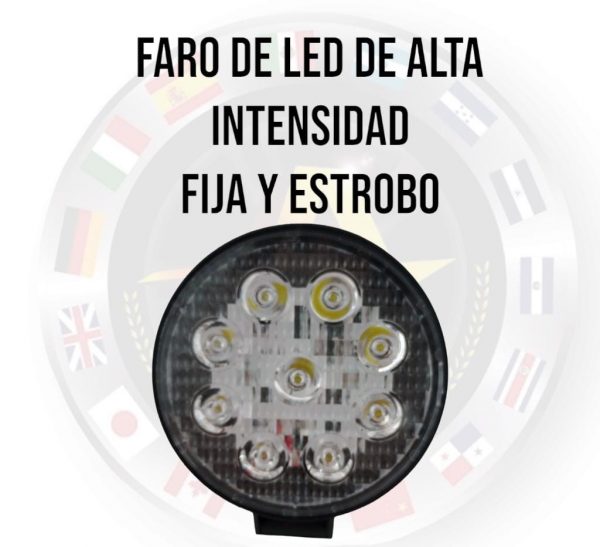Faro Redondo De 9 Leds Alta Intensidad Con Estrobo 12-80v - Image 3