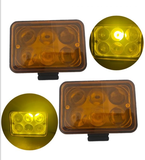 Faro Rectangular Con 6 Lupas Color: Ámbar 12v
