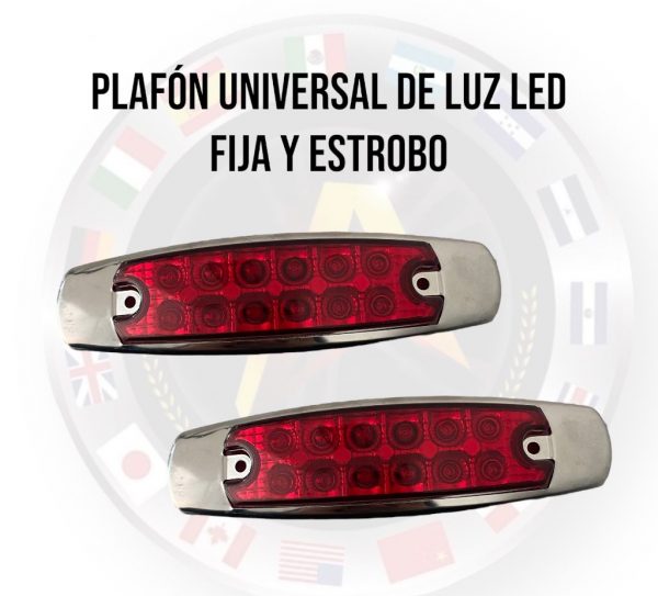 Plafón Universal De 12 Leds Luz Fija Y Estrobo 12v Rojo - Image 3