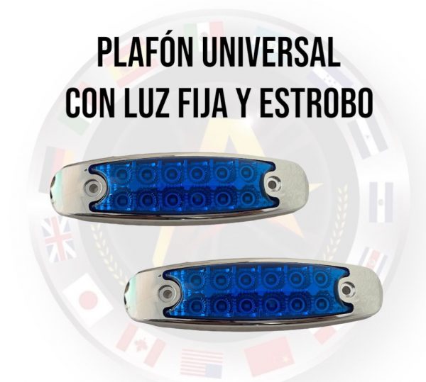 Plafón Universal De 12 Leds Luz Fija Y Estrobo 12-24v Azul - Image 2