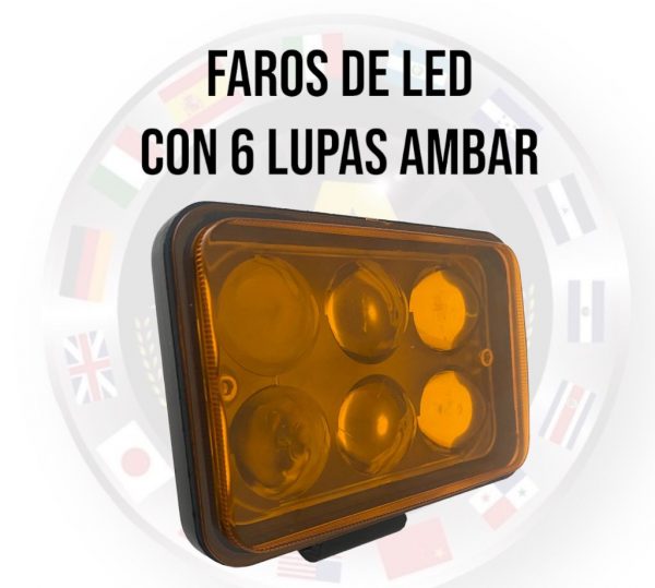 Faro Rectangular Con 6 Lupas Color: Ámbar 12v - Image 2