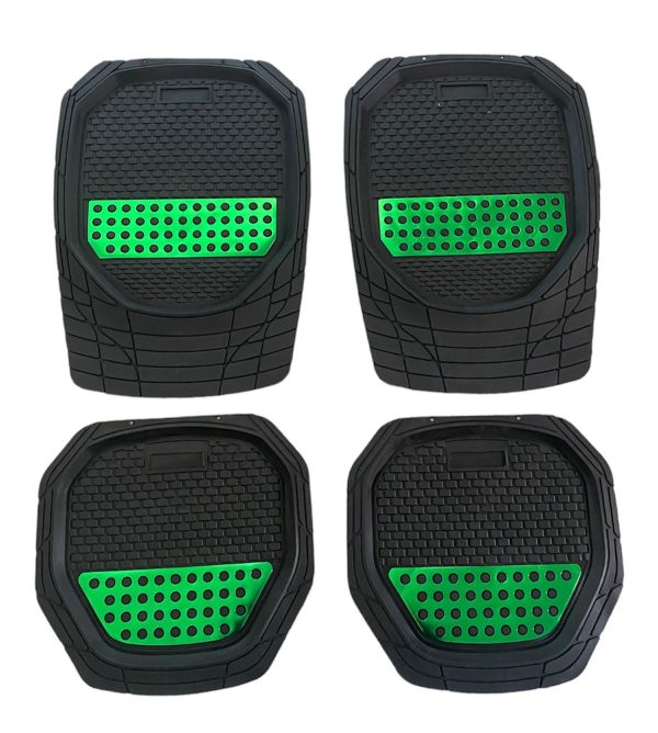 Tapete Para Automóvil Color: Negro/Verde 4pzas