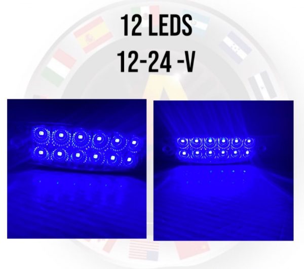 Plafón Universal De 12 Leds Luz Fija Y Estrobo 12-24v Azul - Image 4
