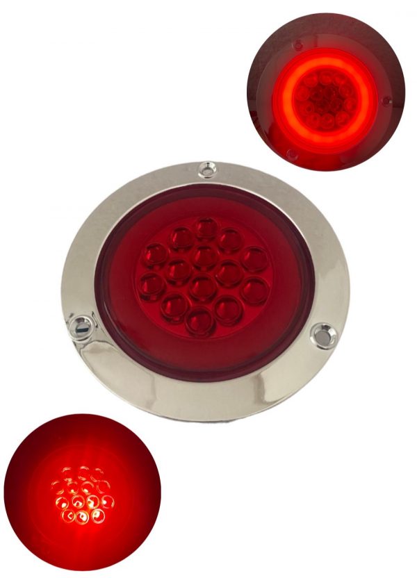 Plafón Redondo Con 14 Leds Y Gel 12/24v Rojo