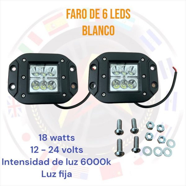 Faro Proyector De 6 Leds Blanco Fijo Alta Intensidad - Image 3