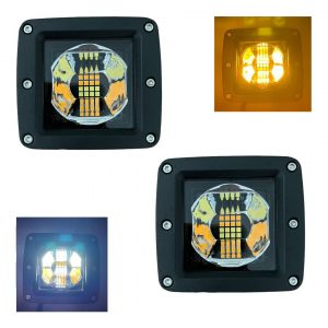 Faro Cuadrado De 16 Leds Blanco-ambar Fijo 3 16w