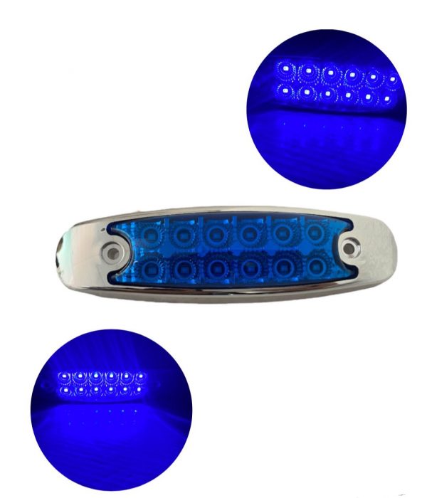 Plafón Universal De 12 Leds Luz Fija Y Estrobo 12-24v Azul