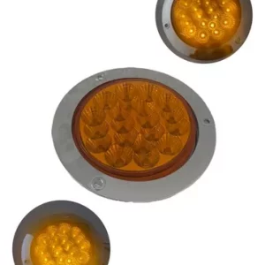 Plafón Redondo Con 20 Leds 12v Ambar Con Base Cromada