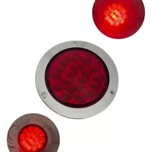 Plafón Redondo Con 20 Leds 12v Rojo Con Base Cromada