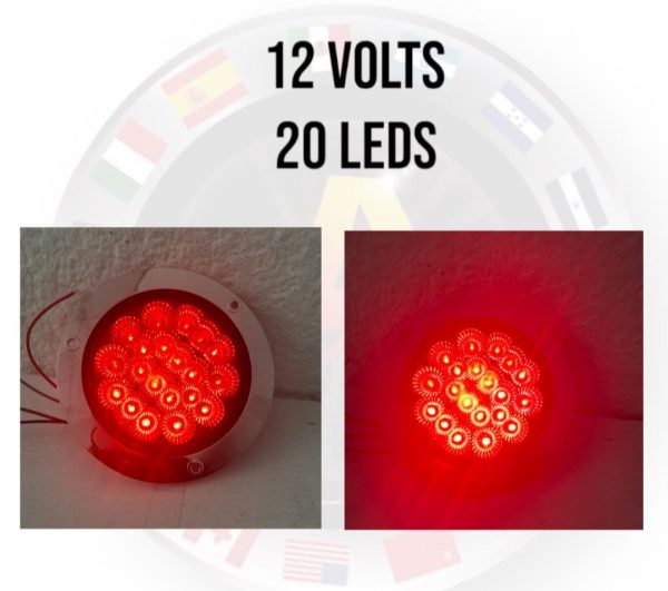 Plafón Redondo Con 20 Leds 12v Rojo Con Base Cromada - Image 3