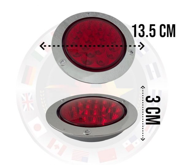 Plafón Redondo Con 20 Leds 12v Rojo Con Base Cromada - Image 4