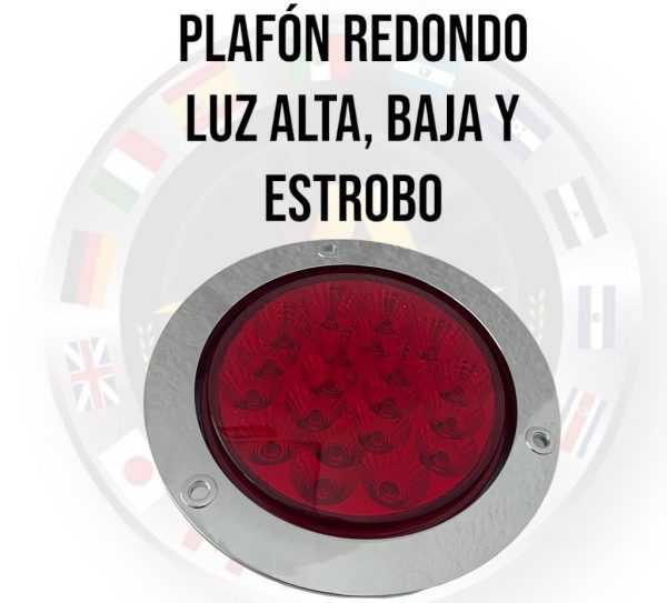 Plafón Redondo Con 20 Leds 12v Rojo Con Base Cromada - Image 2