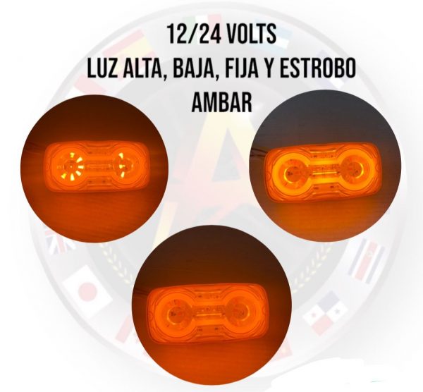 Plafón Universal Rectangular De 18 Leds 12-24v Ambar - Image 3