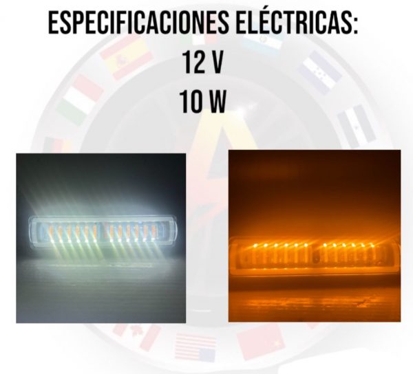 Barras De 12 Leds Con Lupa Ámbar/blanco 12v 5 Funciones - Image 4