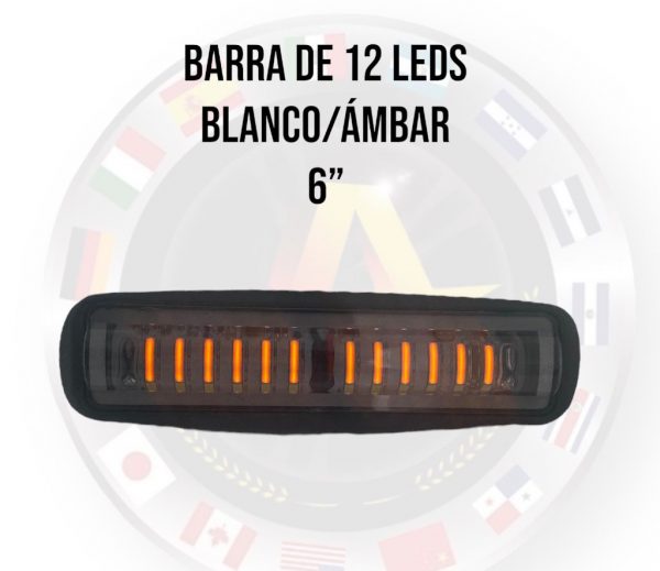 Barras De 12 Leds Con Lupa Ámbar/blanco 12v 5 Funciones - Image 2