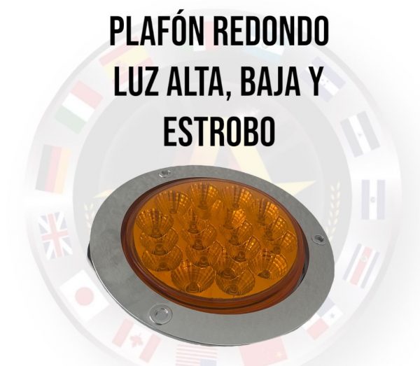 Plafón Redondo Con 20 Leds 12v Ambar Con Base Cromada - Image 3