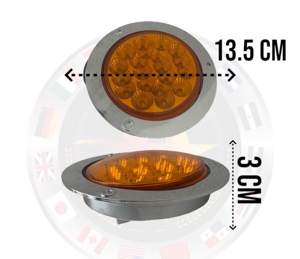 Plafón Redondo Con 20 Leds 12v Ambar Con Base Cromada - Image 4