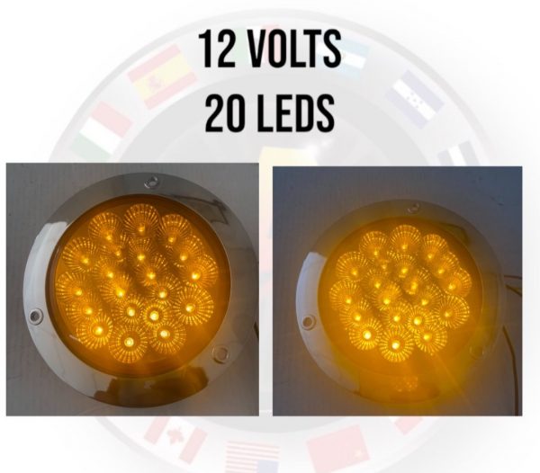 Plafón Redondo Con 20 Leds 12v Ambar Con Base Cromada - Image 2