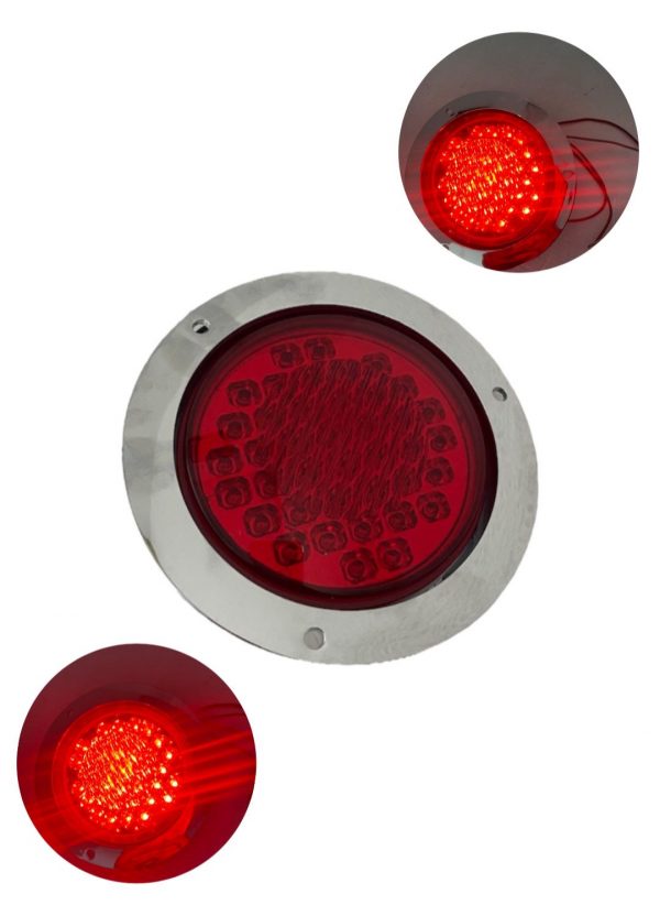 Plafón Redondo Con 40 Leds 12v Rojo Con Base Cromada
