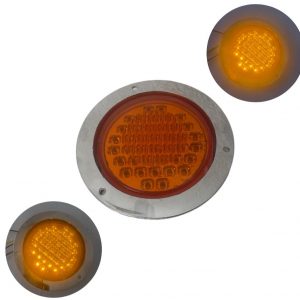 Plafón Redondo Con 40 Leds 12v Ambar Con Base Cromada