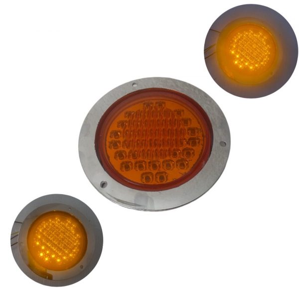 Plafón Redondo Con 40 Leds 12v Ambar Con Base Cromada