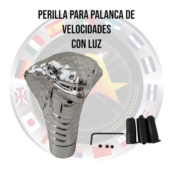 Perilla De Serpiente Con Luz Led En Los Ojos Cromada - Image 3