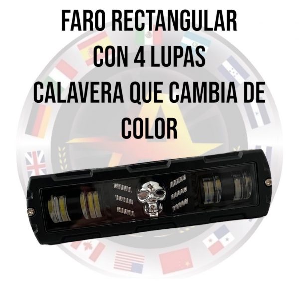 Faro Con 4 Lupas Calavera Que Cambia De Color - Image 2