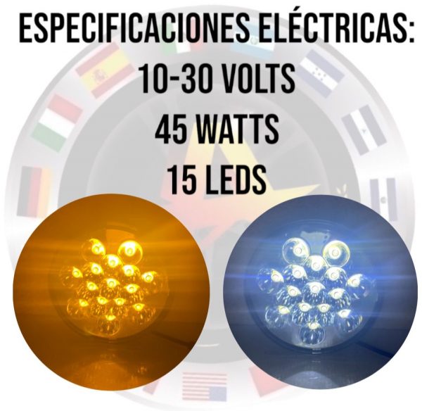 Faro Unidad Redonda 15 Leds 7 Pulgadas 12v Am/bl - Image 3