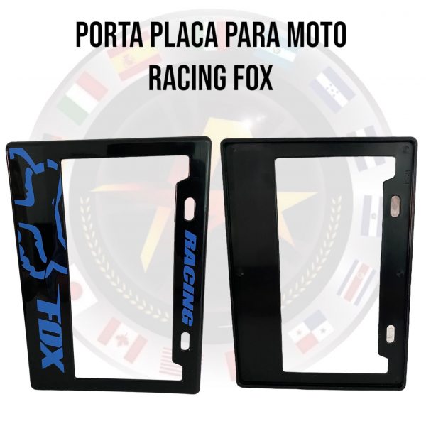 Porta Placa Para Moto Con Diseño Racing Fox Azul - Image 3