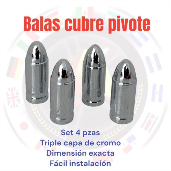 Figura Mini Bala Cromo Para Cubrir Pivote De Llanta 4 Pzas - Image 4