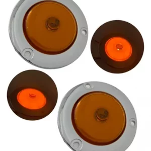 Plafón Circular Ámbar Base Cromada 12-24v 2 Pulgadas 2 Pzs