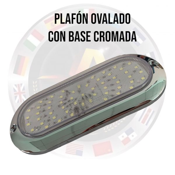Plafón Ovalado De 54 Leds Para Camión 12/24v Con Base Cromo - Image 2