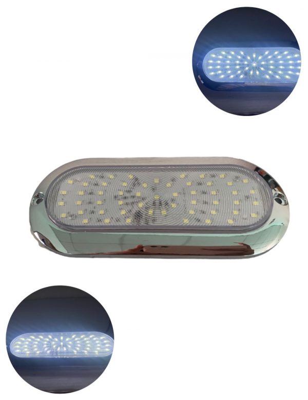 Plafón Ovalado De 54 Leds Para Camión 12/24v Con Base Cromo