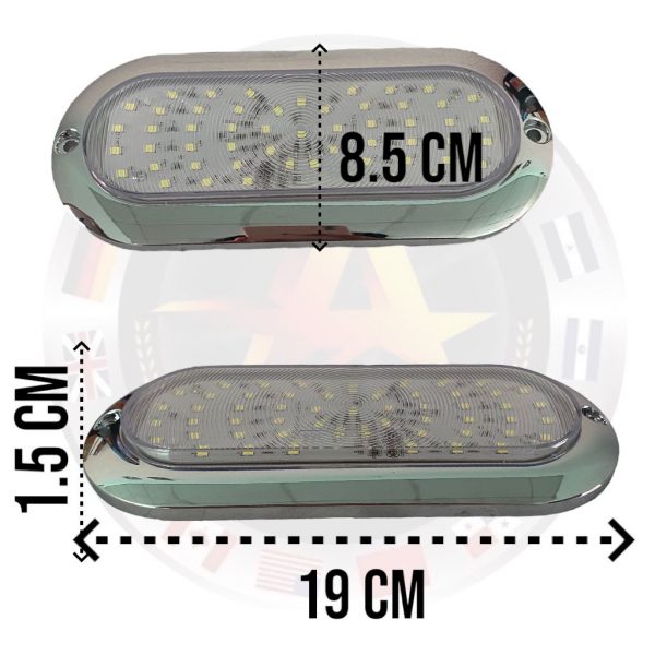 Plafón Ovalado De 54 Leds Para Camión 12/24v Con Base Cromo - Image 5