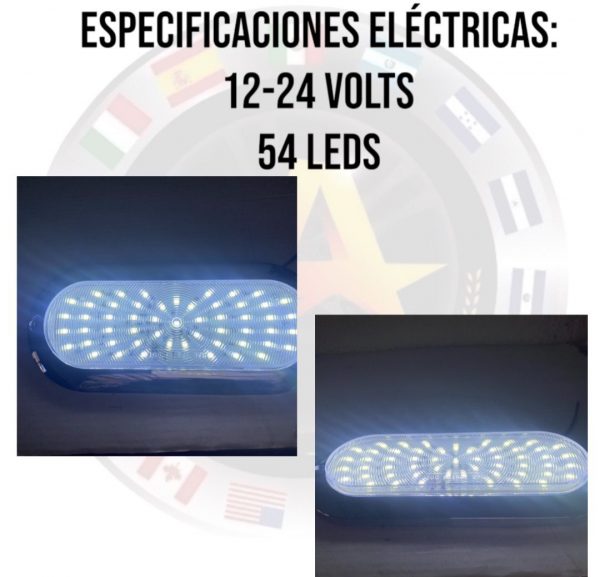 Plafón Ovalado De 54 Leds Para Camión 12/24v Con Base Cromo - Image 4