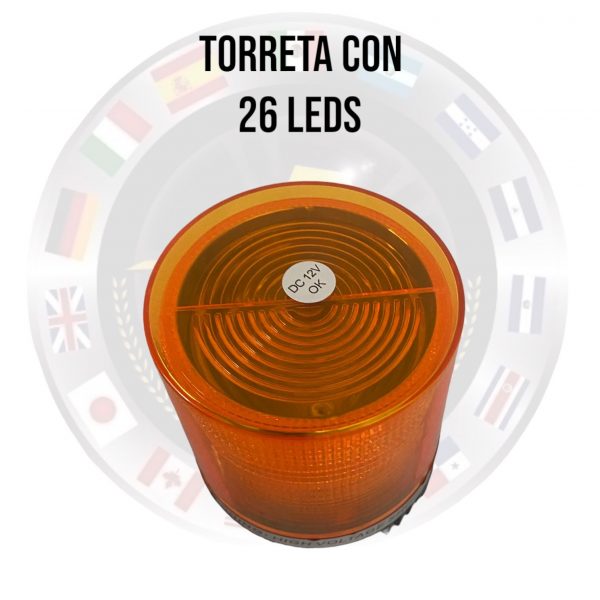 Torreta De 26 Leds Con Base Magnetica 12v Ambar - Image 2
