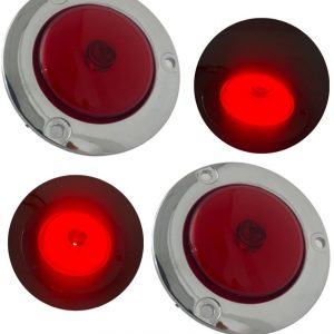 Plafón Circular Rojo Base Cromada 12-24v 2 Pulgadas 2 Pzs