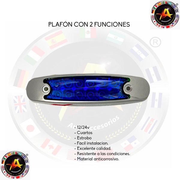 Plafon De 12 Leds Tipo Perter Azul Fijo Y Estrobo 12/24 V - Image 2