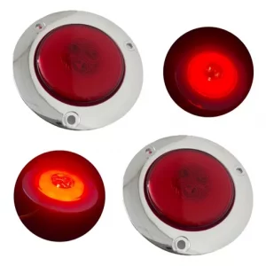 Plafón Circular Rojo Base Cromada 12-24v 2.5 Pulgadas