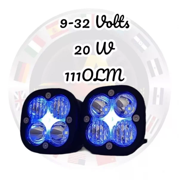 Faro De 4 Leds Alta Calidad Con Cuartos En Azul 12/24v - Image 3