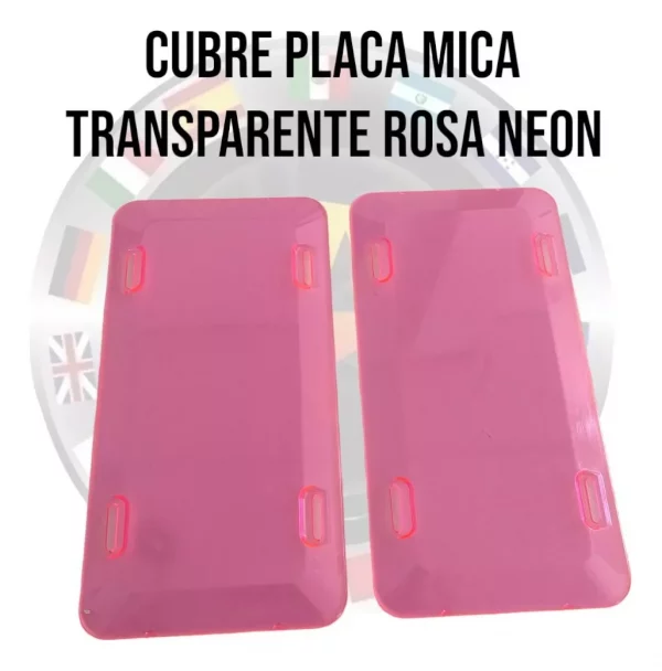 Cubre Placa De Acrílico Rosa Neon Universales 2 Pzs - Image 4