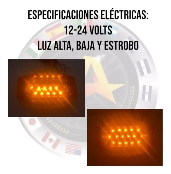 Plafón Rectangular De 16 Leds 12-24 V Ambar - Image 5