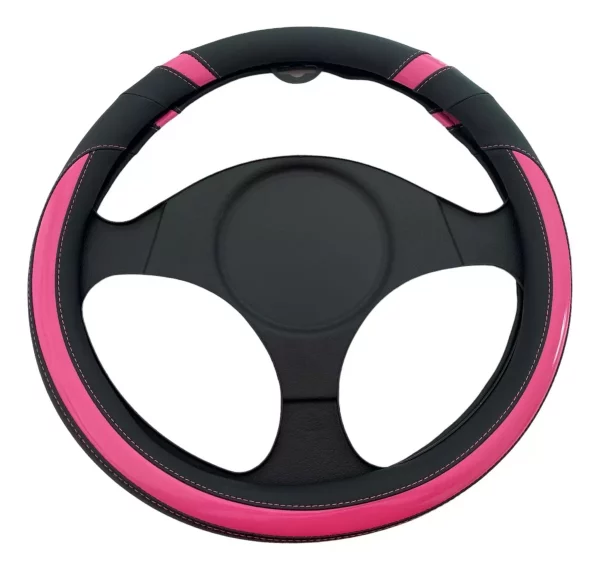 Funda Para Volante Tacto Piel Negro/rosa