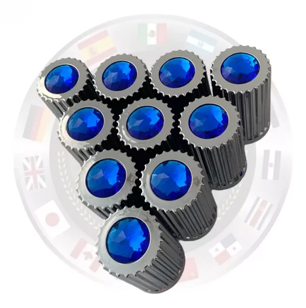 10 Capuchones De Tuerca Unemon Con Gema De Color Azul - Image 6