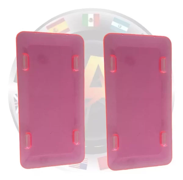 Cubre Placa De Acrílico Rosa Neon Universales 2 Pzs - Image 2