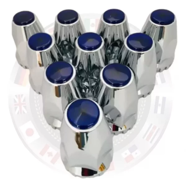 10 Capuchones Con Reflejante Azul De Rosca Tuerca Unemon - Image 2