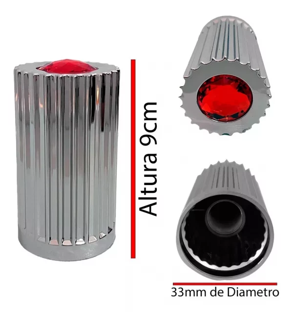 10 Capuchones De Tuerca Unemon Con Gema De Color Rojo - Image 2