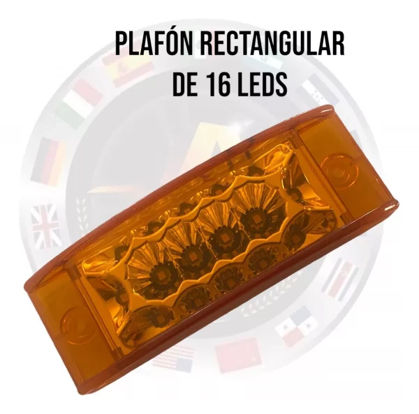 Plafón Rectangular De 16 Leds 12-24 V Ambar - Image 2