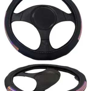 Funda Para Volante Tacto Piel Negro/rosa Tornasol